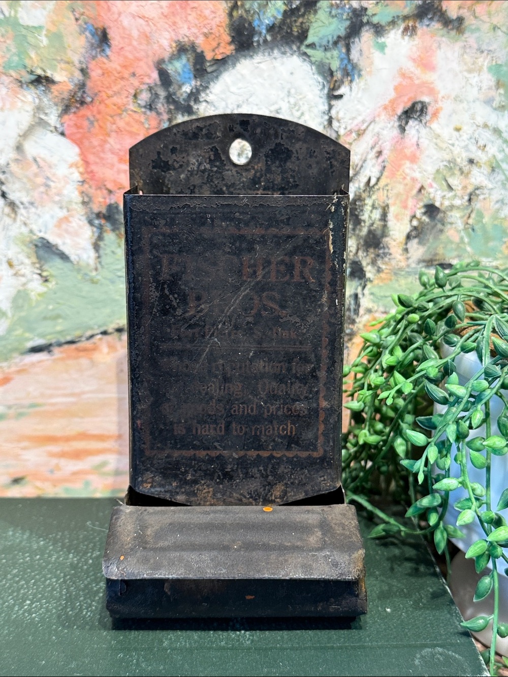 Vintage Black Metal Match Holder
